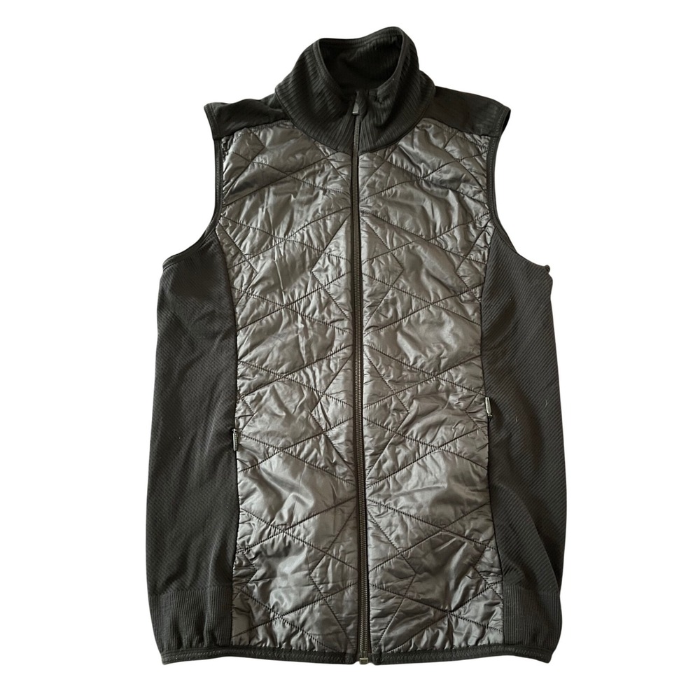 Athleta Womens Black Hybrid Quilted Full Zip Mock Neck Vest Medium